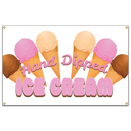 Signmission Hand Dipped Ice Cream Banner Concession Stand Food Truck Single Sided B-120 Hand Dipped Ice Cream19